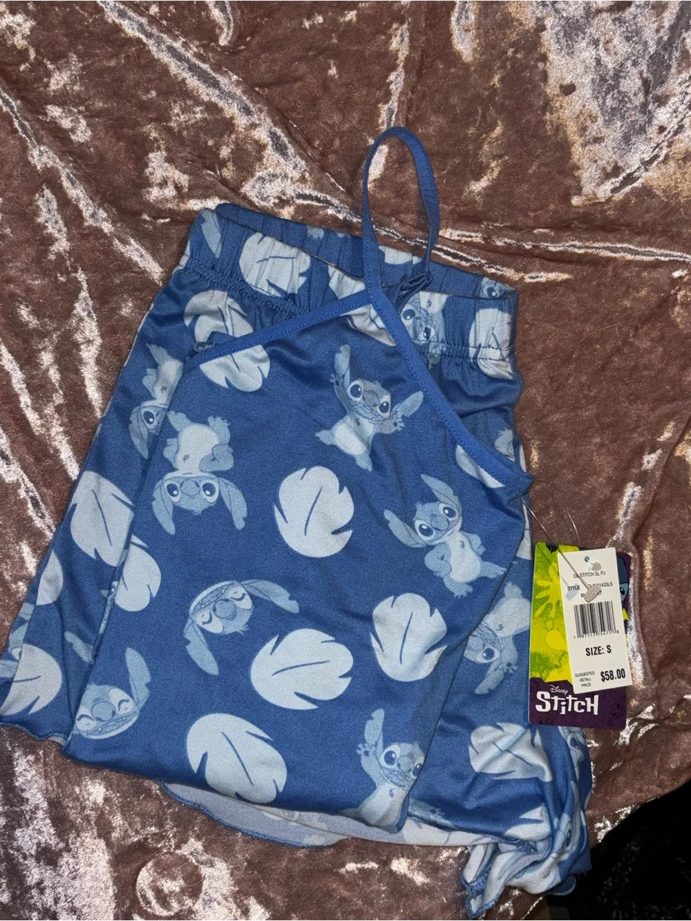 Disney Blue Lilo & Stitch Leaf Print Pajama Set - Girls